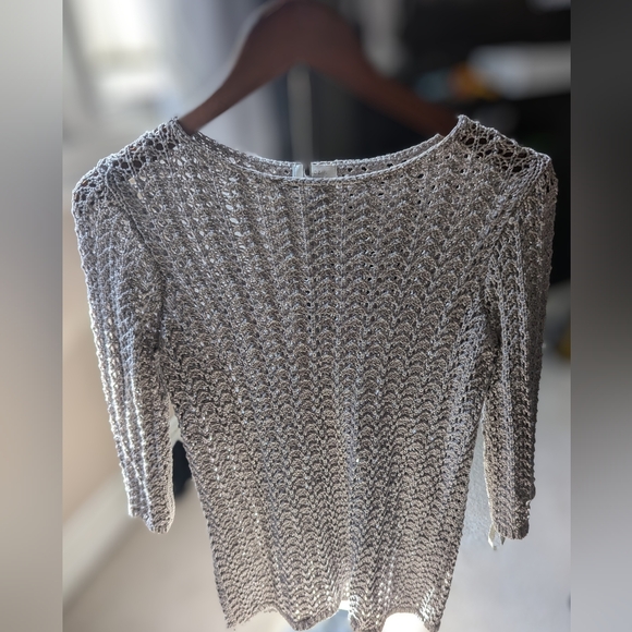 Chico's Shimmering Silver Knit Top - Picture 1 of 3